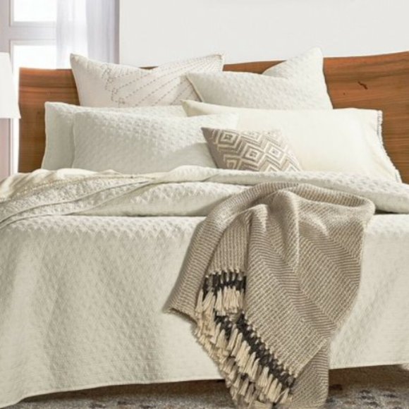 Lucky Brand Home King Pillow Sham Color- Ivory Quilted Pillow Cover - Picture 8 of 8